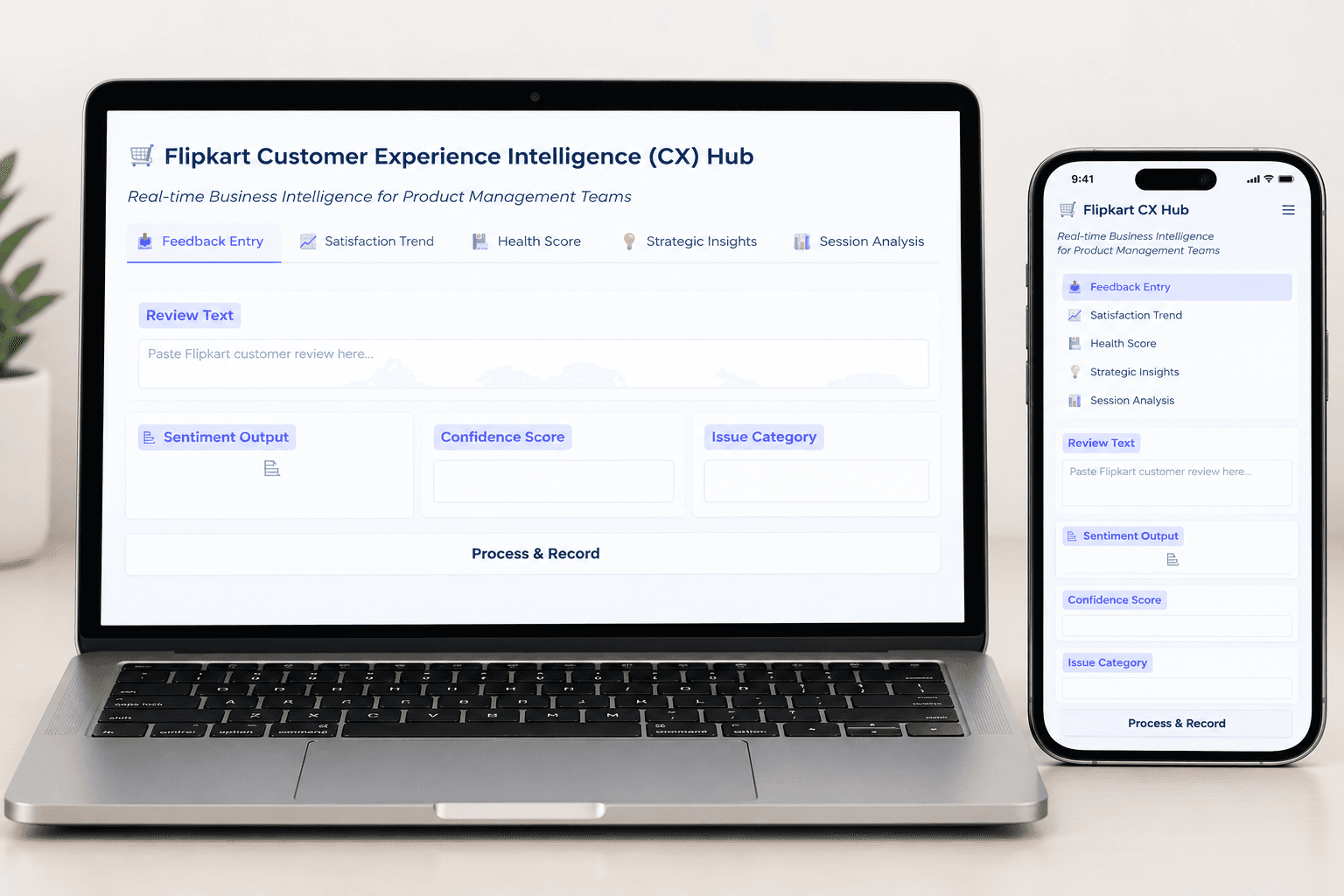 Full screenshot and UI posture of Flipkart Customer Intelligence & Sentiment Analytics
