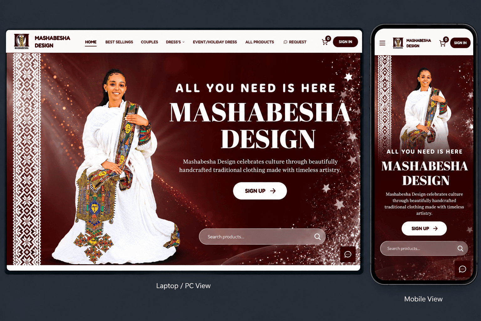Full screenshot and UI posture of Meshebesha Design – Enterprise E-Commerce Platform