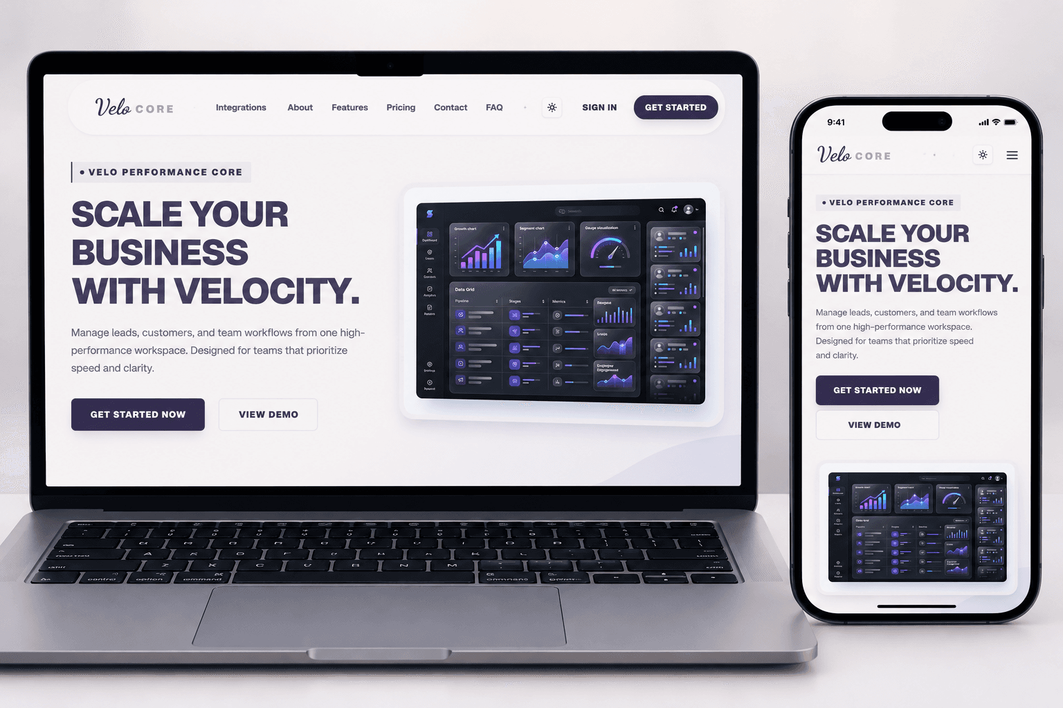 Full screenshot and UI posture of VELO — Tactical Enterprise AI CRM